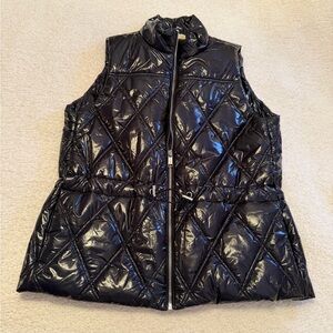 Michael Kors Shiny Black Quilted Vest M